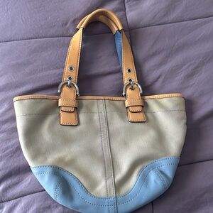Coach Tan and Blue Women's Tote Bag